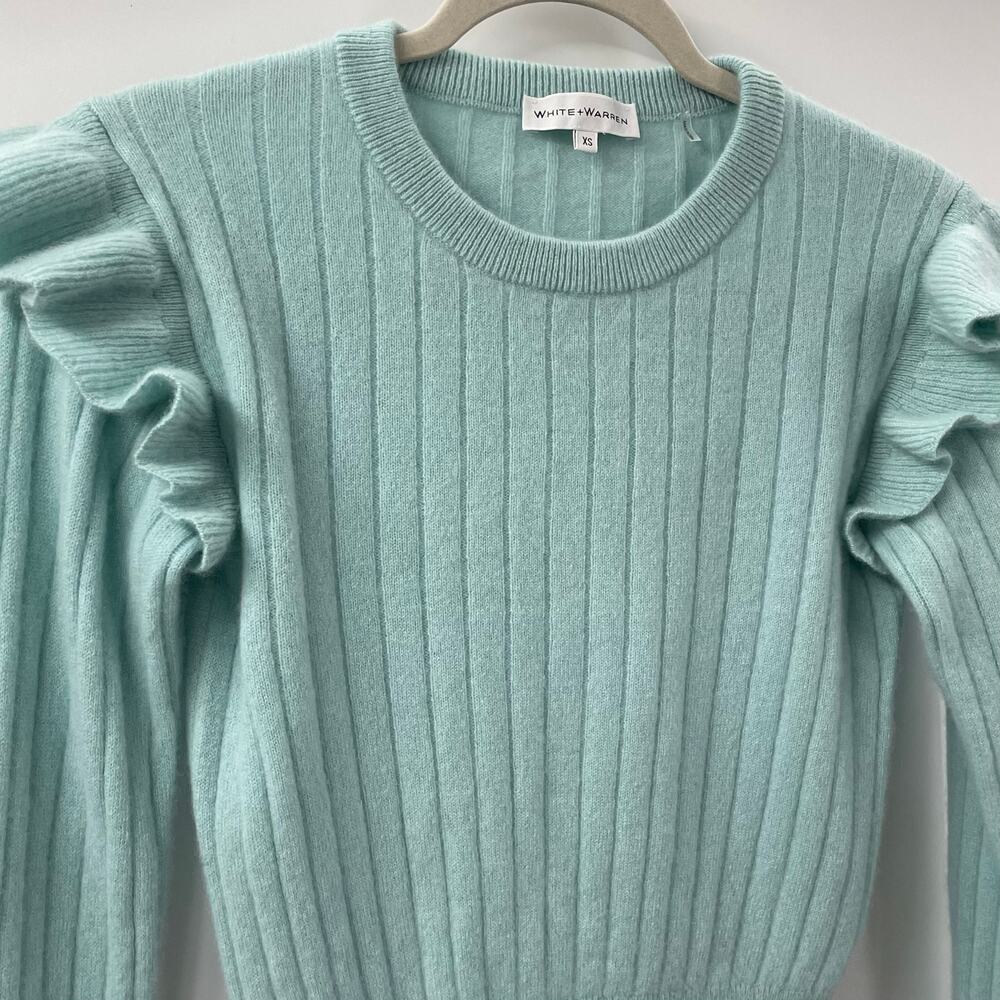 White + Warren Xs Flutter Sleeve Cashmere Sweater… - image 4